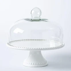 KSP Dessert Cake Plate with Glass Lid (White)