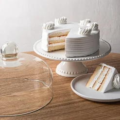 KSP Dessert Cake Plate with Glass Lid (White)