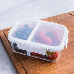KSP Divided Glass 1L Storage Container (Clear/White)