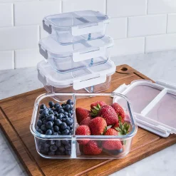 KSP Divided Glass 1L Storage Container (Clear/White)
