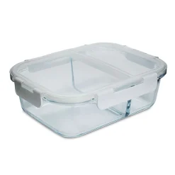 KSP Divided Glass 1.5L Storage Container (Clear/White)