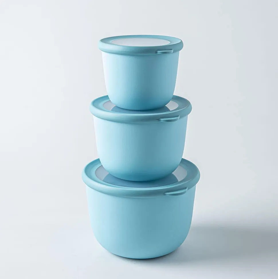 KSP Domo 'Round' Food Prep Container with Lid - Set of 3 (Blue)