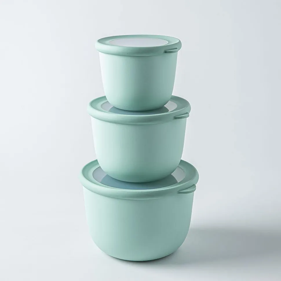 KSP Domo 'Round' Food Prep Container with Lid - Set of 3 (Green)