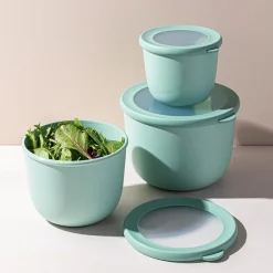 KSP Domo 'Round' Food Prep Container with Lid - Set of 3 (Green)