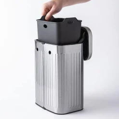 KSP Elara Ribbed 'Fingerprint-Proof' Compost Bin with Hook (Brushed)