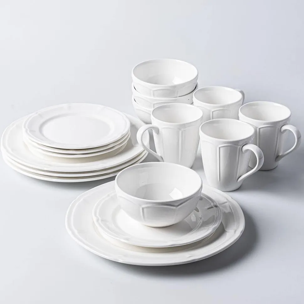 KSP Estelle New Bone China Dinnerware - Set of 16 (White)