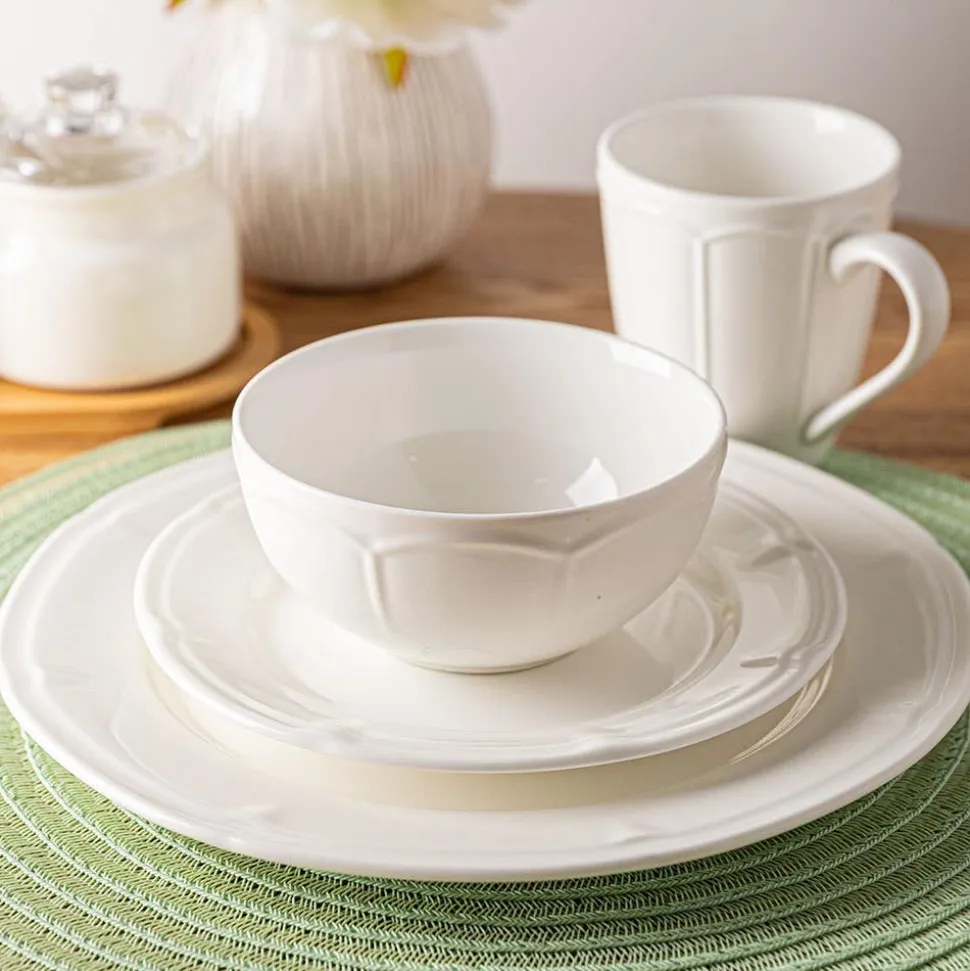 KSP Estelle New Bone China Dinnerware - Set of 16 (White)
