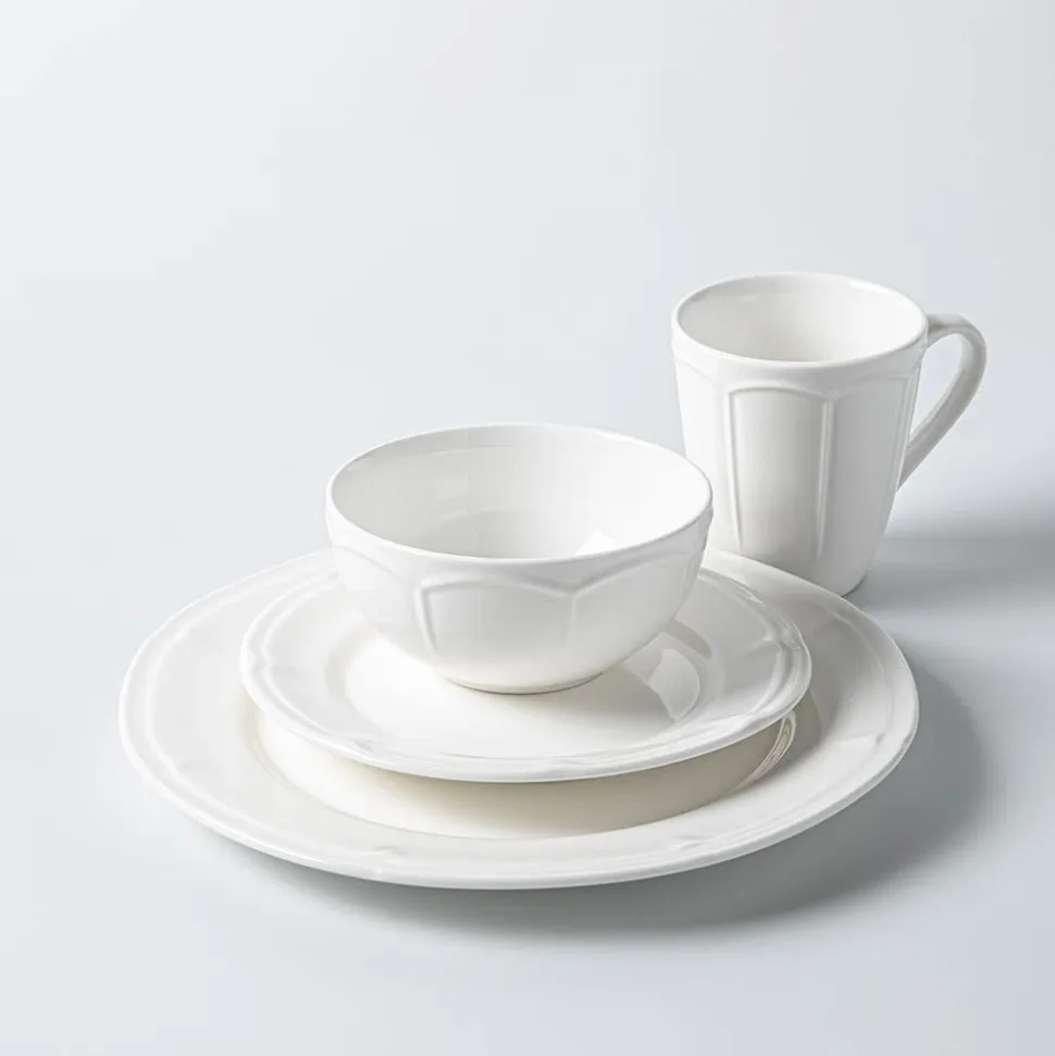 KSP Estelle New Bone China Dinnerware - Set of 16 (White)