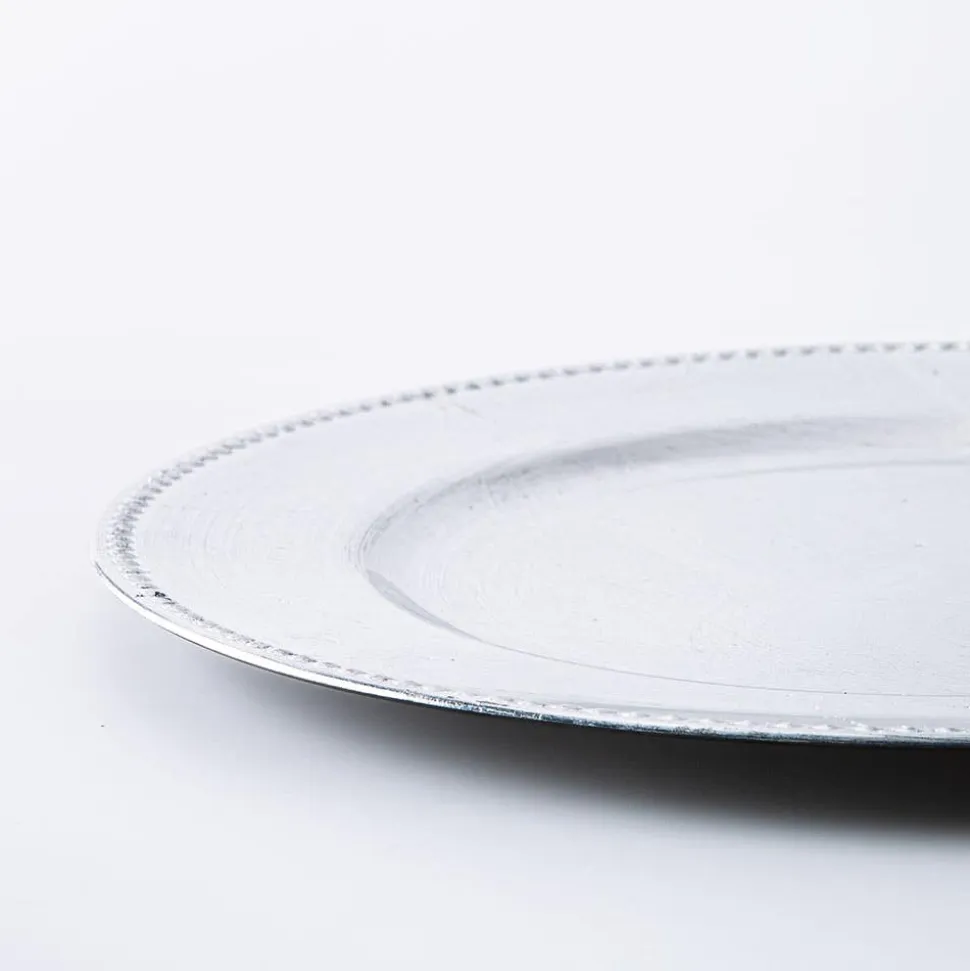 KSP Everyday Charger Plate with Beaded Rim (Silver)