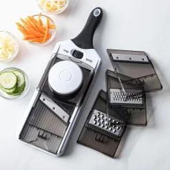 KSP Ez-Slice 'Hand Held' Mandoline Slicer - Set of 4 (Black/White)