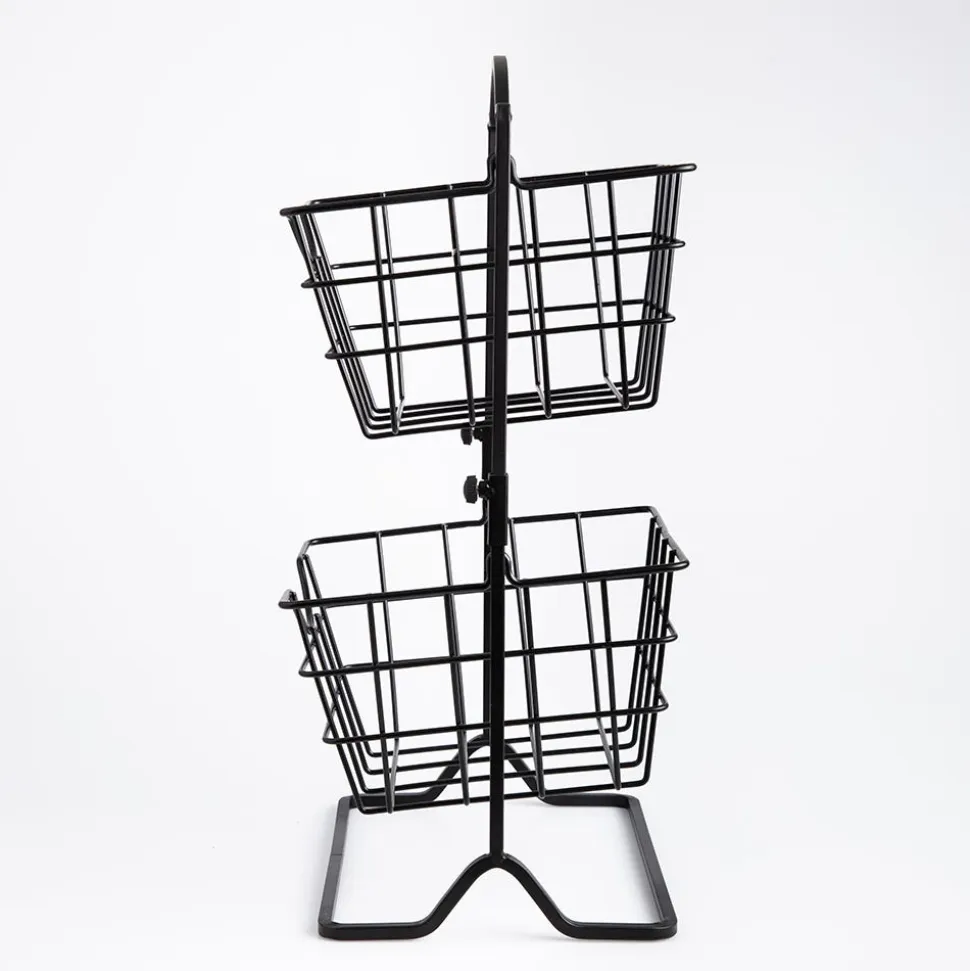 KSP Farmhouse 2-Tier Wire Hanging Basket (Black) 25 x 18.5 x 46 cm