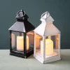 KSP Flicker 'Metal Look' LED Plastic Lantern 10cm sq. x 24cm (Black)