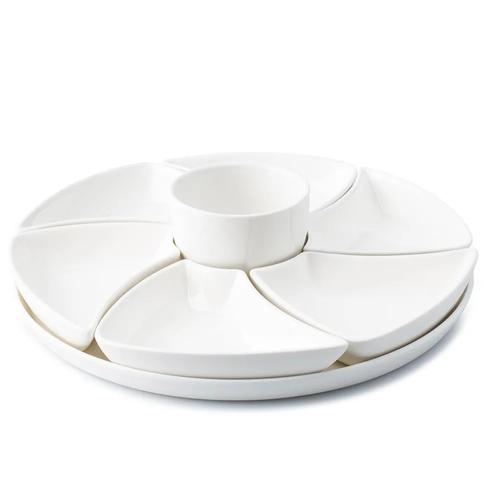 KSP Floria Porcelain Dishes with Tray - Set of 8 (White)