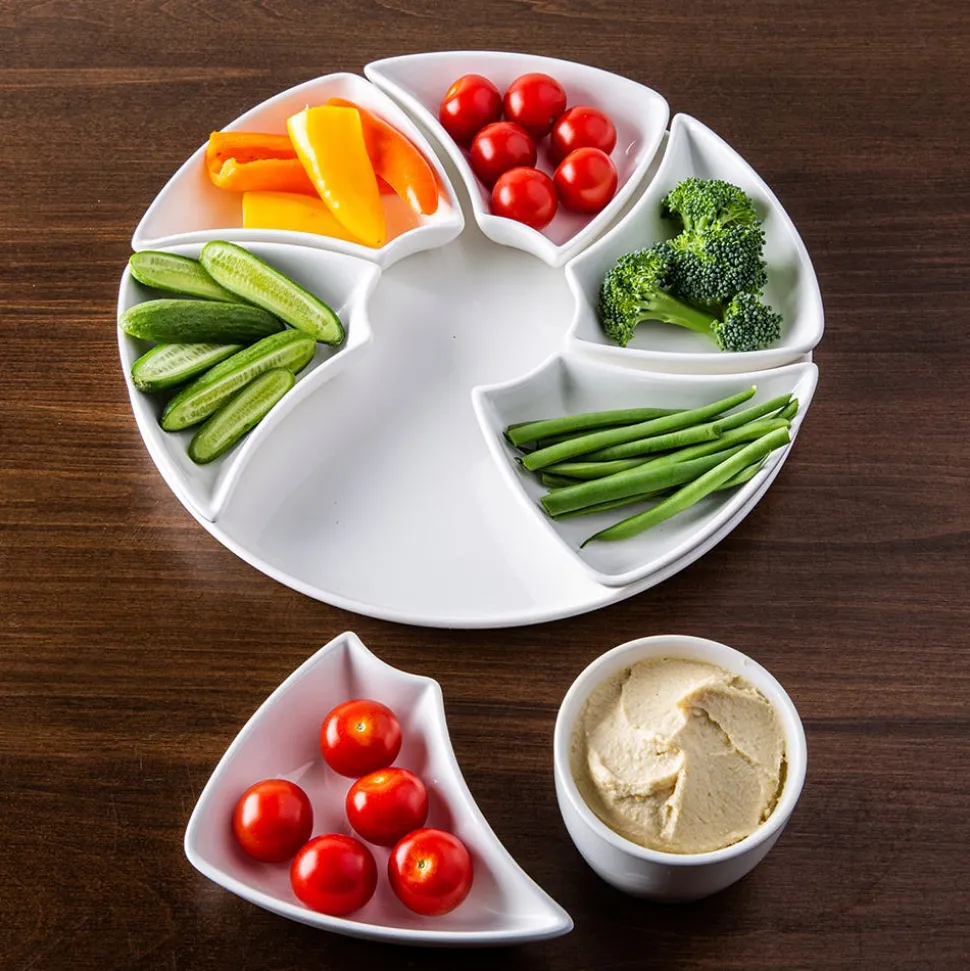 KSP Floria Porcelain Dishes with Tray - Set of 8 (White)