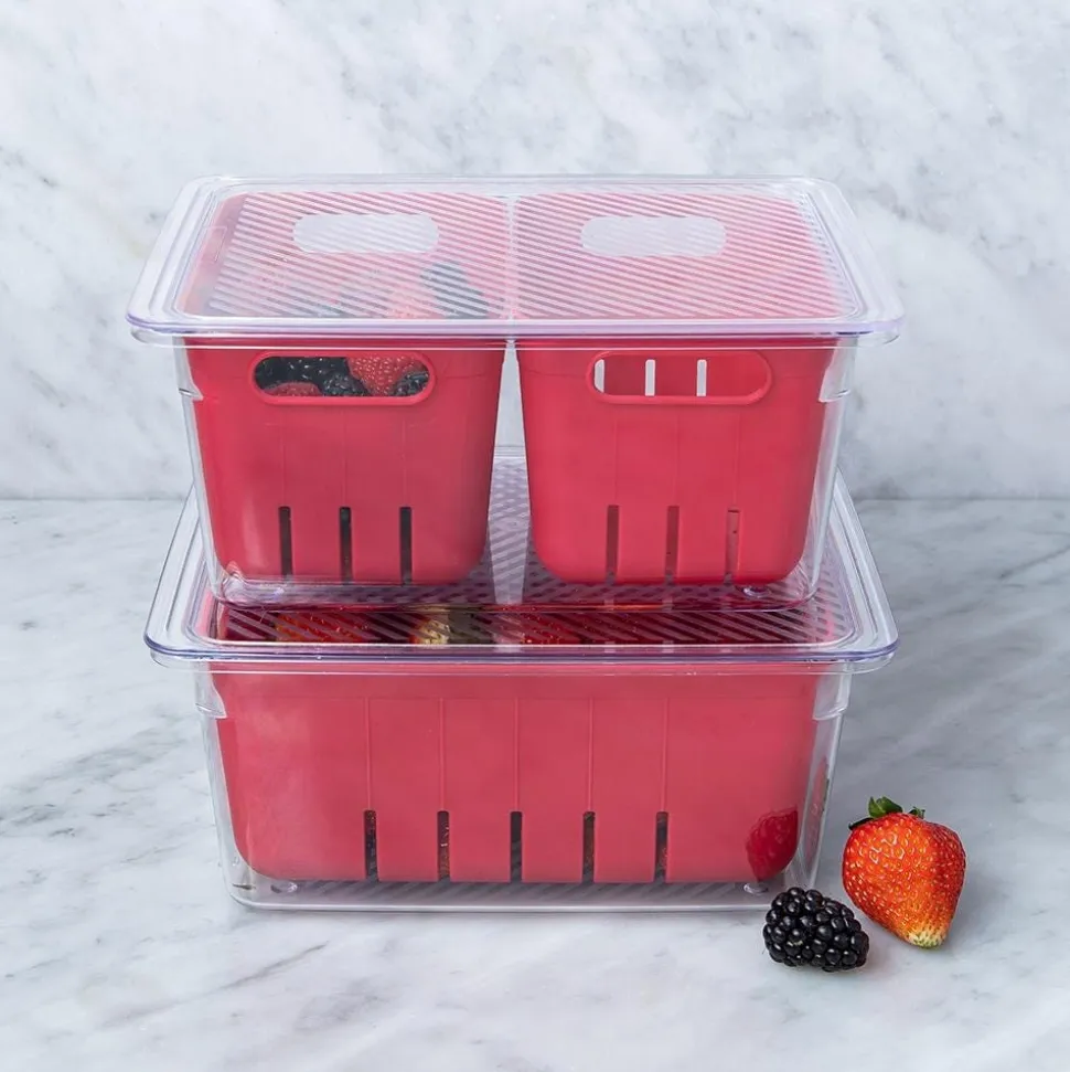 KSP Fridgestor Double Basket Berry Keeper (Red) 6.7x8.7x4"