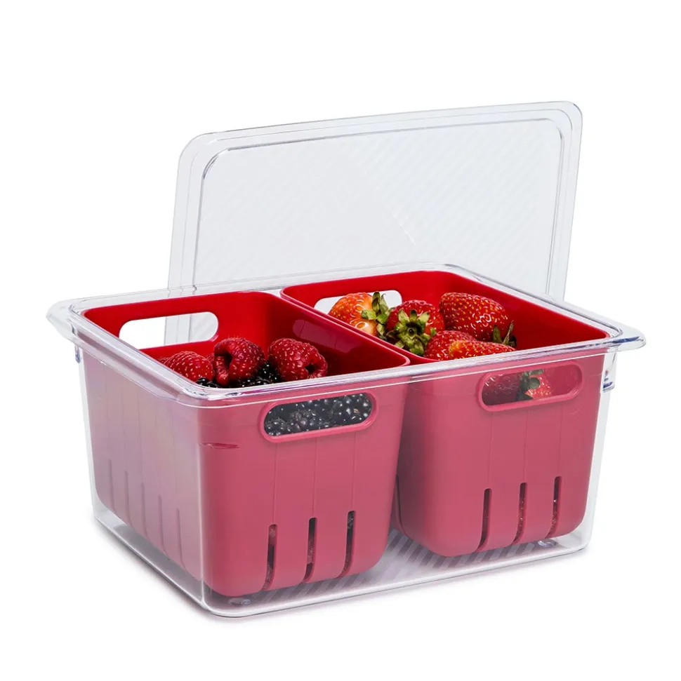 KSP Fridgestor Double Basket Berry Keeper (Red) 6.7x8.7x4"