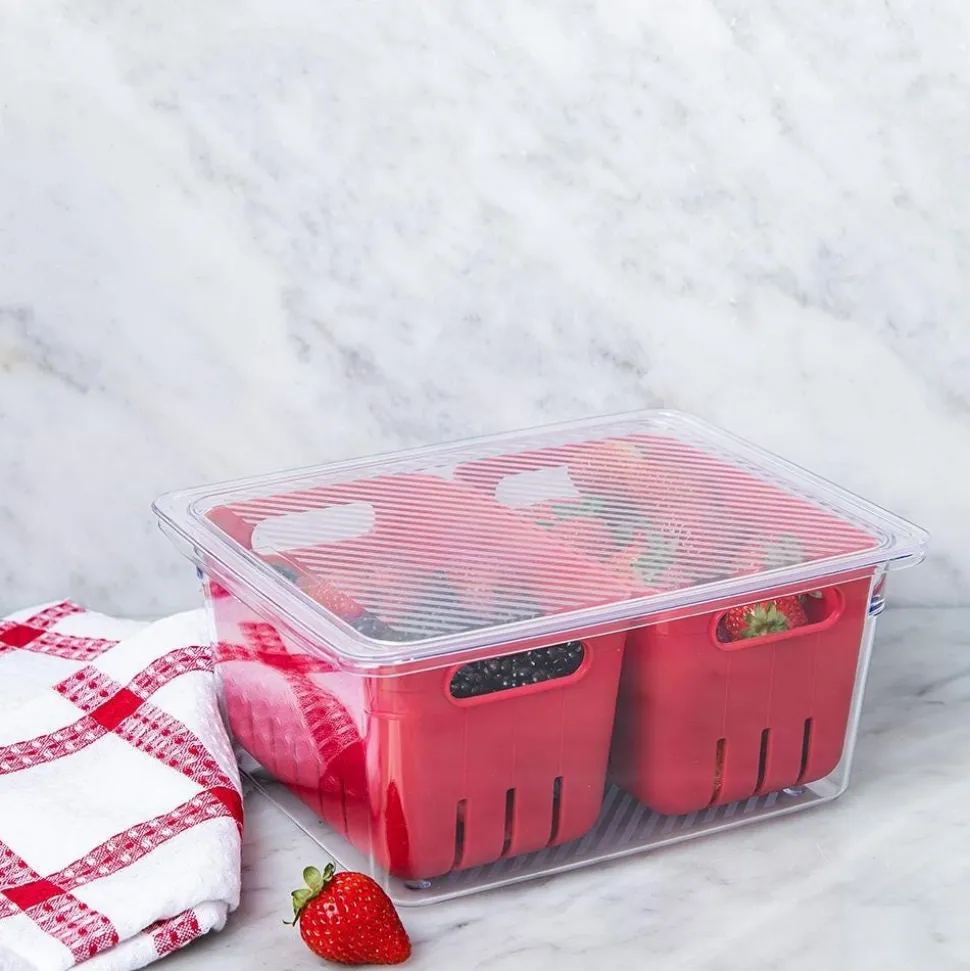 KSP Fridgestor Double Basket Berry Keeper (Red) 6.7x8.7x4"