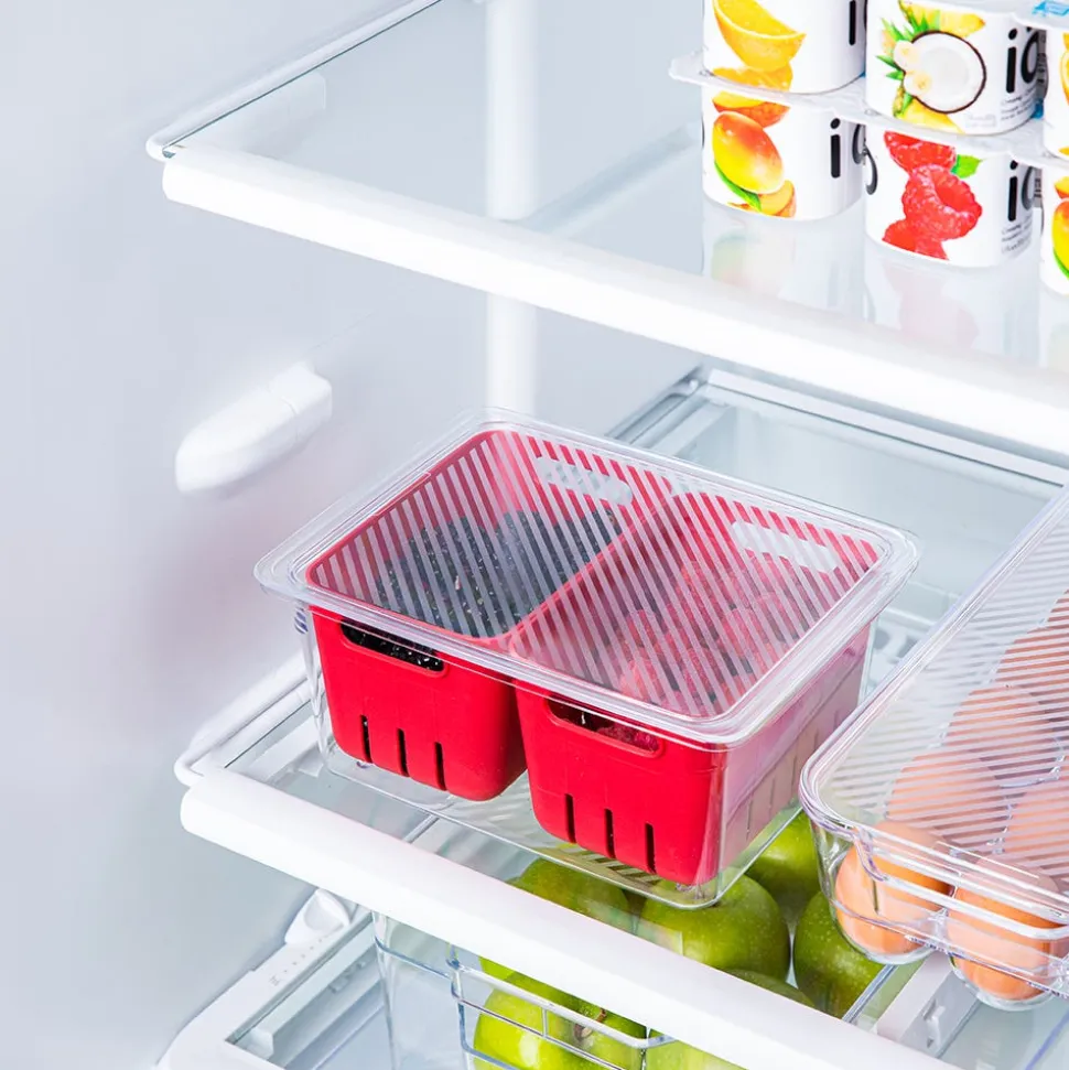 KSP Fridgestor Double Basket Berry Keeper (Red) 6.7x8.7x4"