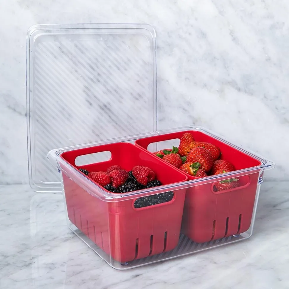 KSP Fridgestor Double Basket Berry Keeper (Red) 6.7x8.7x4"
