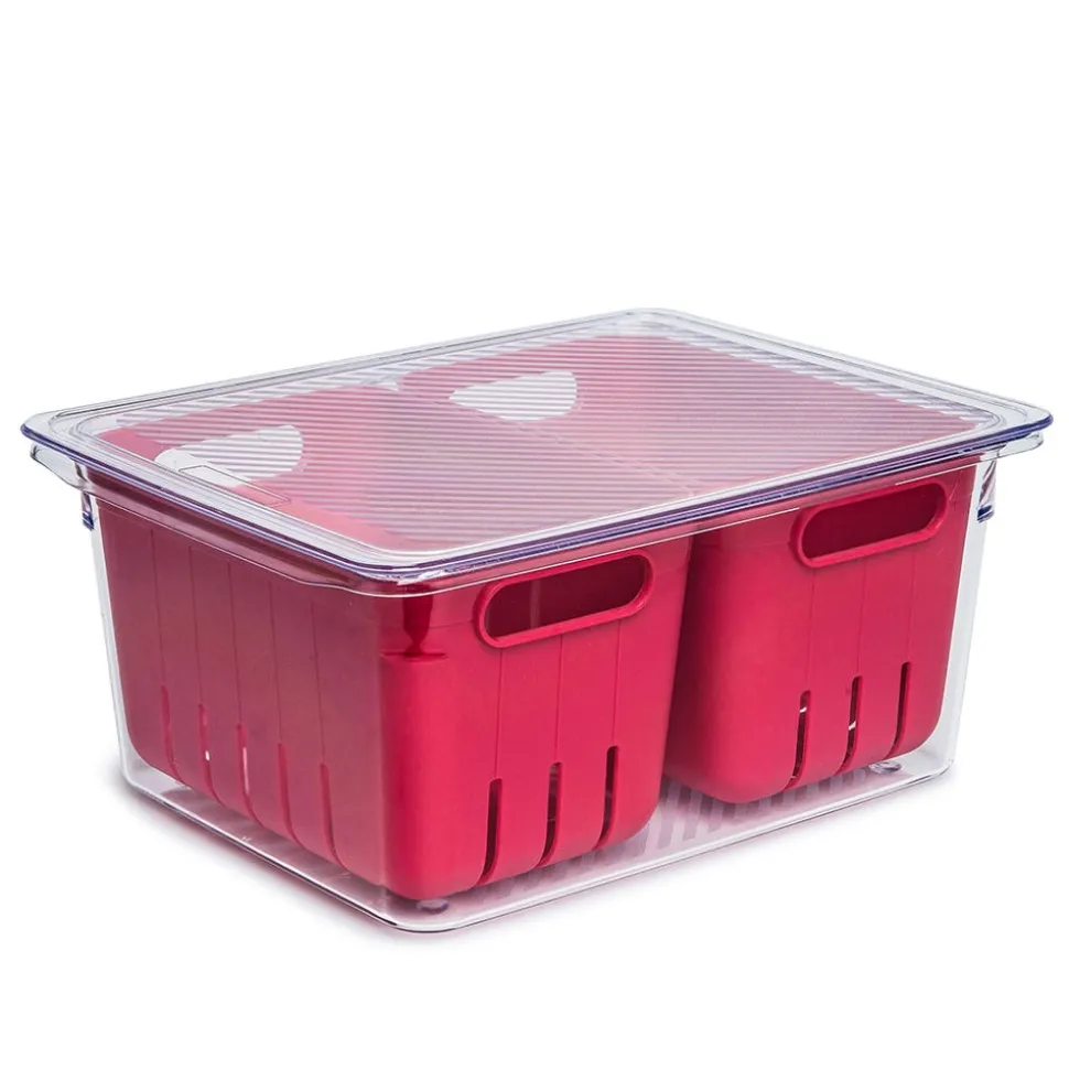 KSP Fridgestor Double Basket Berry Keeper (Red) 6.7x8.7x4"