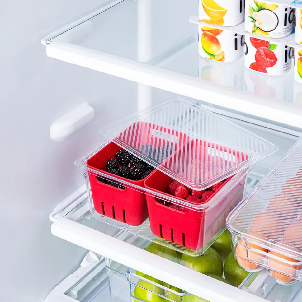 KSP Fridgestor Double Basket Berry Keeper (Red) 6.7x8.7x4"