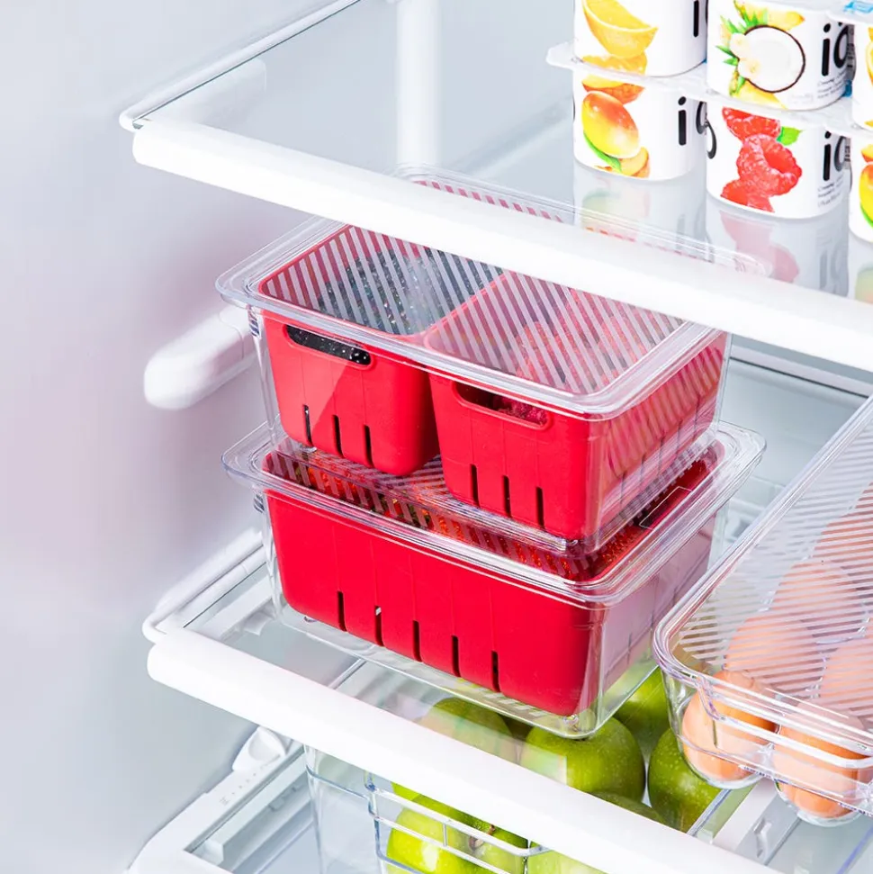 KSP Fridgestor Double Basket Berry Keeper (Red) 6.7x8.7x4"