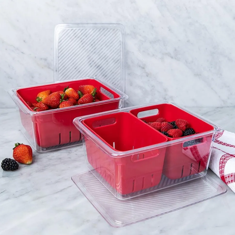 KSP Fridgestor Double Basket Berry Keeper (Red) 6.7x8.7x4"
