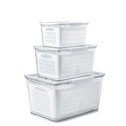 KSP Fridgestor Produce Keeper - Set of 3 (White)
