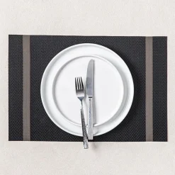 KSP Gather & Dine Edge Vinyl Placemat (Black/Grey)