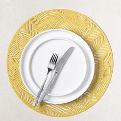 KSP Gather & Dine Leaf Cut-Out Vinyl Placemat (Gold)