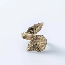 KSP Gather & Dine 'Leaf' Napkin Ring (Shiny Brass)