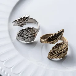 KSP Gather & Dine 'Leaf' Napkin Ring (Shiny Brass)
