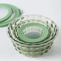 KSP Gem 'Round' Food Storage Container with Lid - Set of 6 (Green)