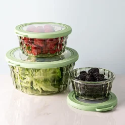 KSP Gem 'Round' Food Storage Container with Lid - Set of 6 (Green)