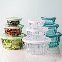 KSP Gem 'Round' Food Storage Container with Lid - Set of 6 (Green)