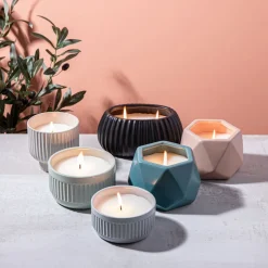 KSP Geode Citronella Candle Ceramic Pot 14 x 12.5 x 9.5cm (Aqua)