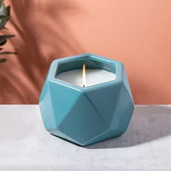 KSP Geode Citronella Candle Ceramic Pot 14 x 12.5 x 9.5cm (Aqua)