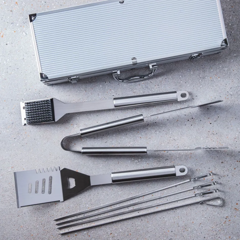 KSP Gourmet Bbq Tools In Aluminum Case - Set of 7 (Stainless Steel)