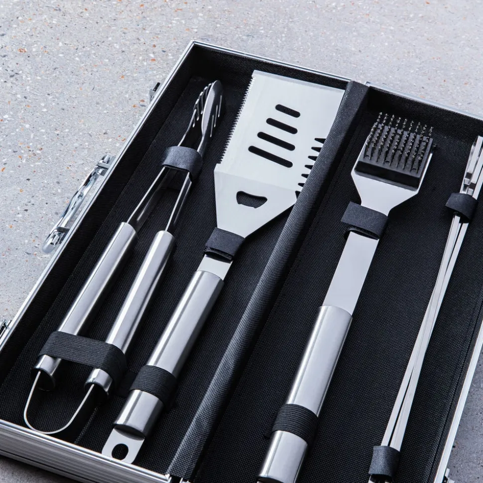 KSP Gourmet Bbq Tools In Aluminum Case - Set of 7 (Stainless Steel)