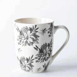KSP Graphic 'Bloom' Mug - Set of 4 (White/Black)