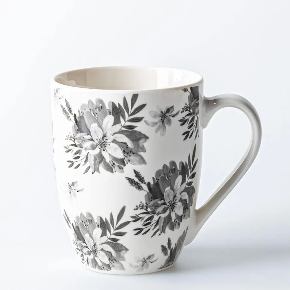 KSP Graphic 'Bloom' Mug - Set of 4 (White/Black)