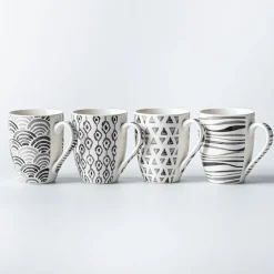 KSP Graphic 'Ikat' Mug - Set of 4 (Grey)