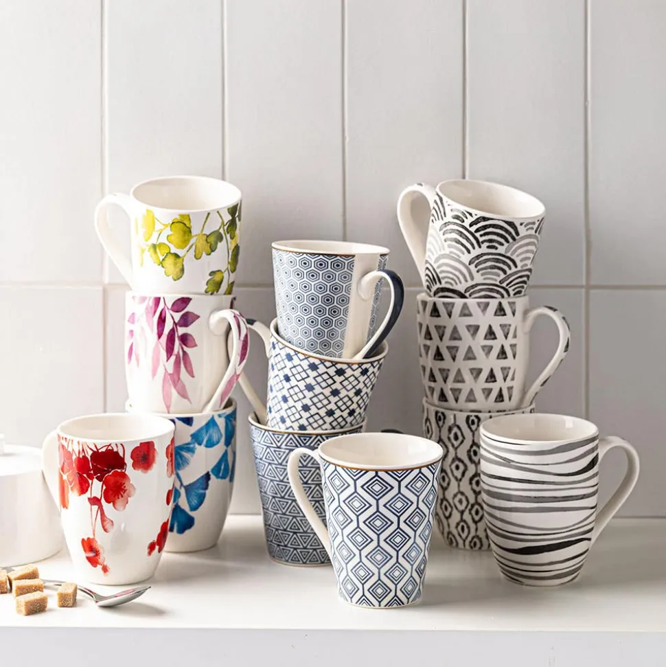 KSP Graphic 'Ikat' Mug - Set of 4 (Grey)