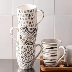 KSP Graphic 'Ikat' Mug - Set of 4 (Grey)