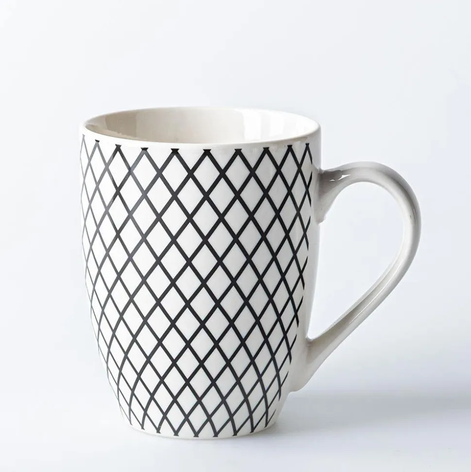 KSP Graphic 'Plaid' Mug - Set of 4 (Black/White)