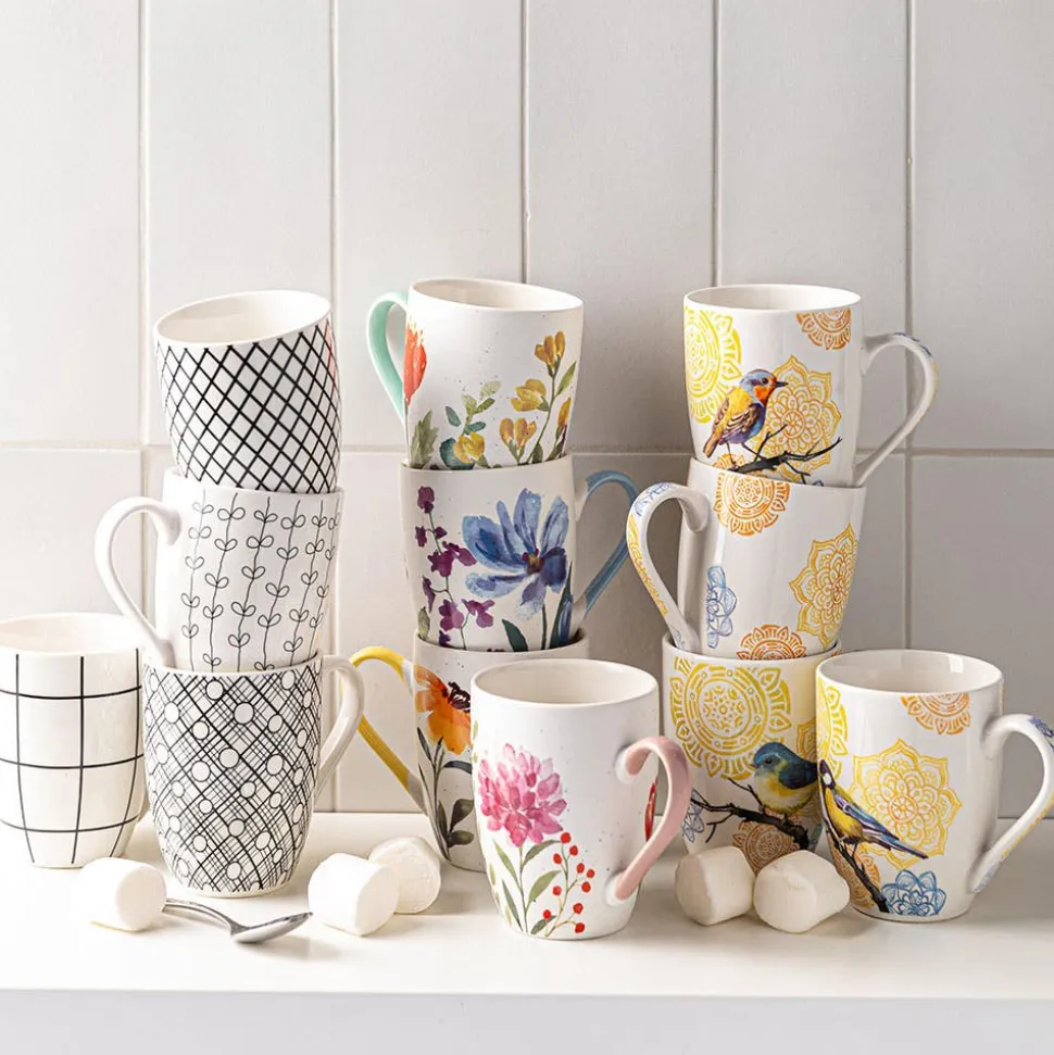 KSP Graphic 'Plaid' Mug - Set of 4 (Black/White)