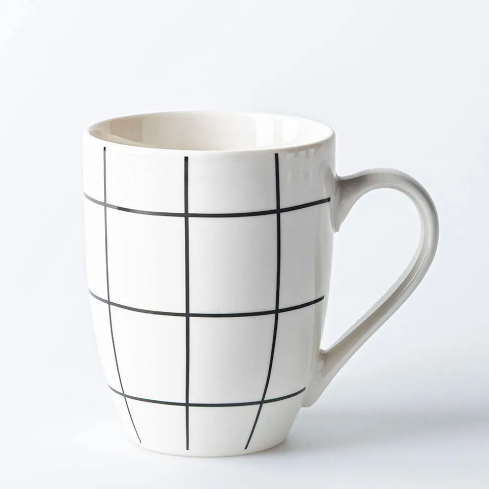 KSP Graphic 'Plaid' Mug - Set of 4 (Black/White)