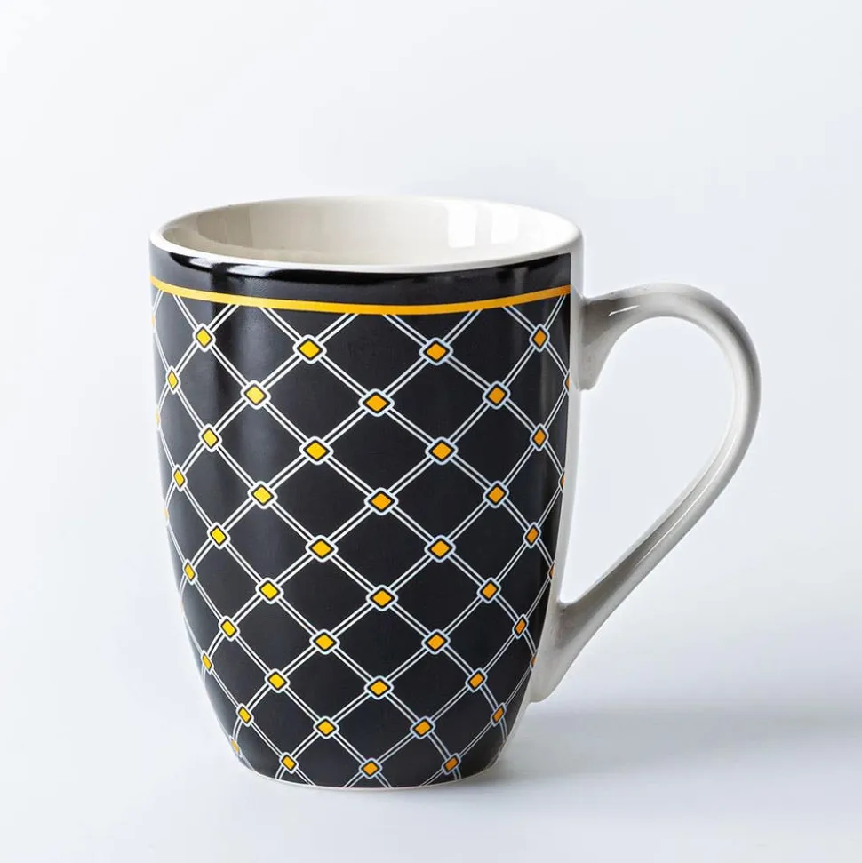 KSP Graphic 'Regal' Mug - Set of 4 (Black/White/Gold)