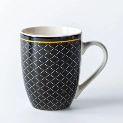 KSP Graphic 'Regal' Mug - Set of 4 (Black/White/Gold)