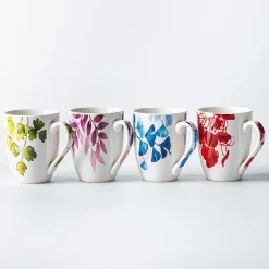 KSP Graphic 'Saison' Mug - Set of 4 (Green Pink Blue Red)
